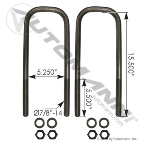 Automann AUBK8866-154 U Bolt Kit 7/8 X 5-1/4 X 15-1/2 FRT