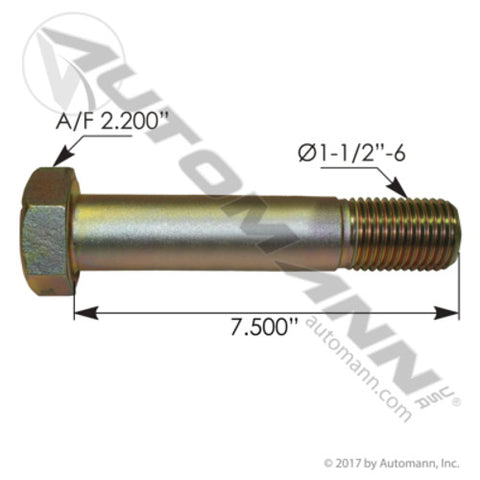 Automann C112712GR8 Bolt 1-1/2 -6in X 7-1/2in GR8 Ridewell