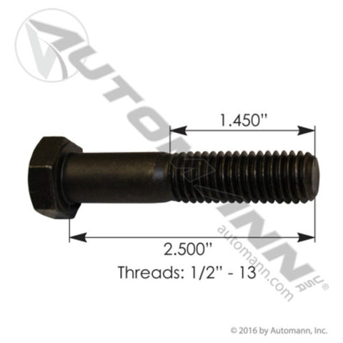 Automann C120212GR8 Cap Screw 1/2in X 2-1/2in GR8