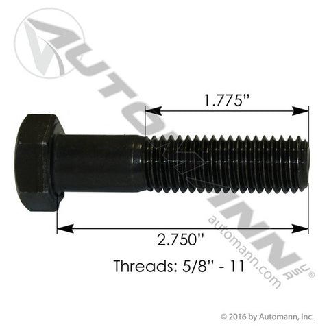 Automann C580234GR8 Cap Screw 5/8-11 X 2-3/4 GR8 FRT