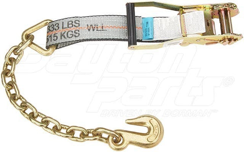 Dayton Parts DC23413227 Ratchet Strap With Chain Anchors - 2 In. X 27 Ft.