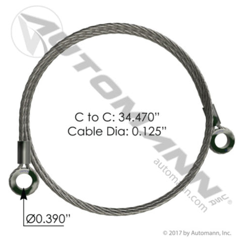 Automann HLK2100 Hood Cable 34.47in Peterbilt