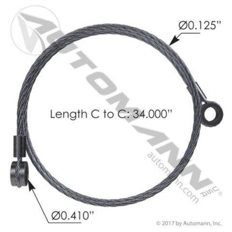 Automann HLK2611 Hood Restraint Cable Freightliner