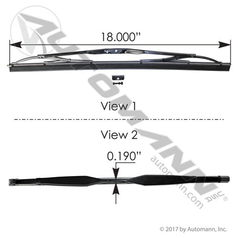 Automann HLK8318 Wiper Blade Saddle Mount 18in