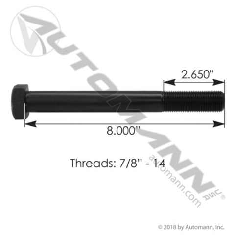 Automann M4758 Insulator Bolt 7/8in-14 X 8in Mack