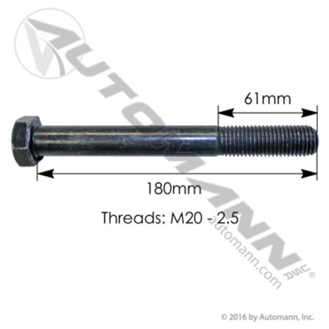 Automann M5043 Bolt 20mm-2.5 X 180mm Peterbilt