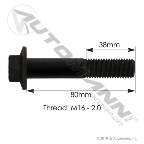 Automann M5389 Flange Bolt Metric 16mm-2 X 80mm