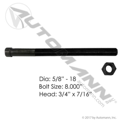 Automann MCB870 Center Bolt 5/8 X 8in Head 3/4 X 7/16in