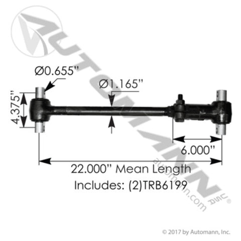 Automann TMR543 Torque Rod ADJ 22.000in Mean Mack