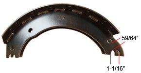 Haldex GN4515X3R Relined Shoe For 16-1/2" Fruehauf "Xem3", Remanufactured