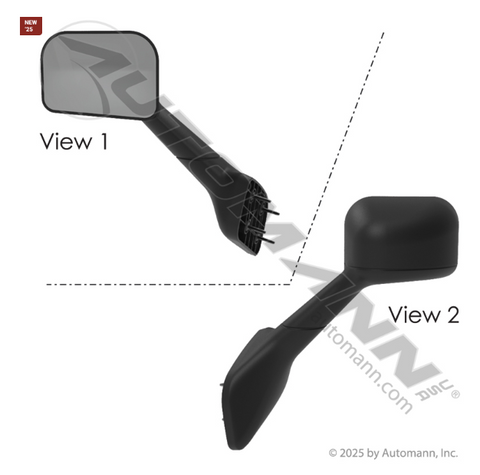 Automann 563.55105 Hood Mount Mirror LH Black