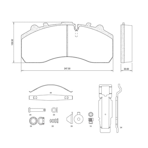 Haldex MPBD1203CV Midland Disc Brake Pad Repair Kit