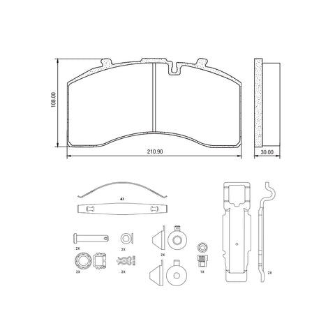 Haldex MPBD1369XT Midland Disc Brake Pad Repair Kit