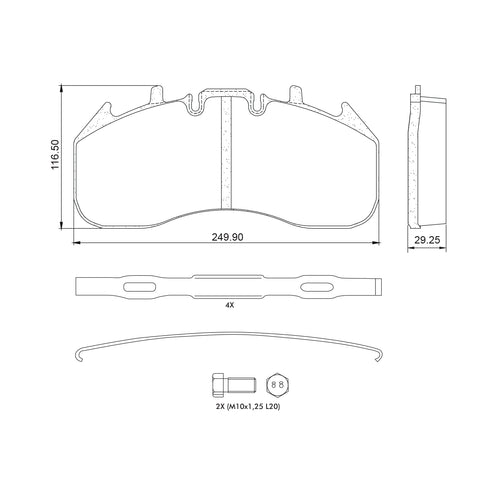 Haldex MPBD1690XT Midland Disc Brake Pad Repair Kit