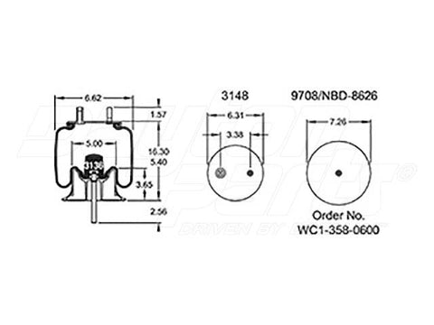 Dayton Parts 352-5434 Air Spring - Rolling Lobe