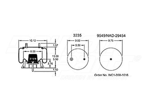 Dayton Parts 352-8203 Air Spring - Rolling Lobe