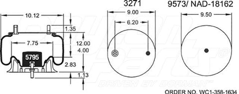 Dayton Parts 352-8971 Air Spring - Rolling Lobe