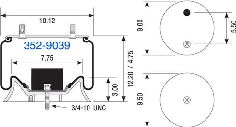 Dayton Parts 352-9039 Air Spring - Rolling Lobe