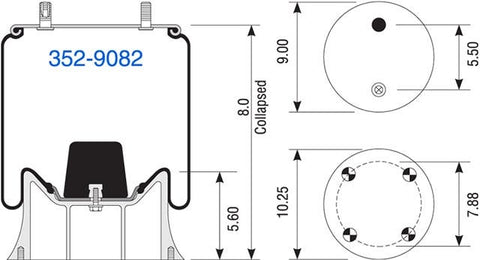 Dayton Parts 352-9082 Air Spring - Rolling Lobe