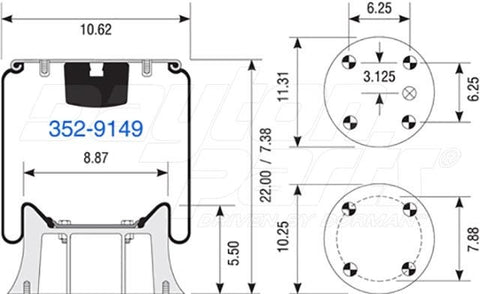 Dayton Parts 352-9149 Air Spring - Rolling Lobe