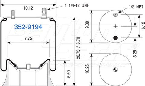 Dayton Parts 352-9194 Air Spring - Rolling Lobe