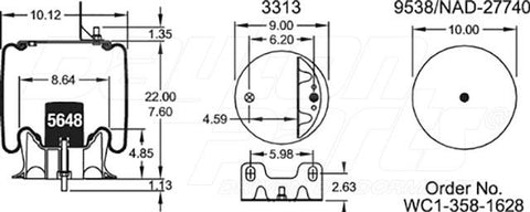 Dayton Parts 352-9373 Air Spring - Rolling Lobe