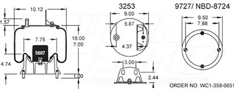 Dayton Parts 352-9507 Air Spring - Rolling Lobe