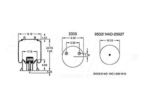Dayton Parts 352-9621 Air Spring - Rolling Lobe