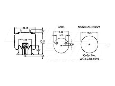 Dayton Parts 352-9644 Air Spring - Rolling Lobe