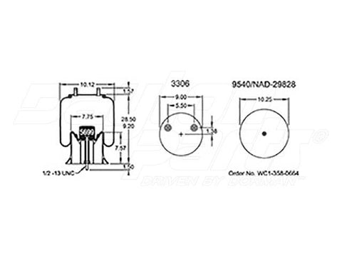 Dayton Parts 352-9645 Air Spring - Rolling Lobe