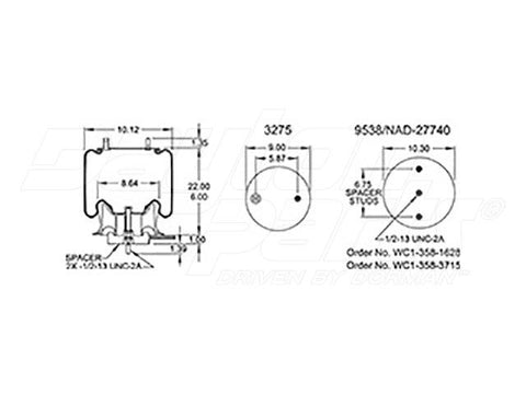 Dayton Parts 352-9654 Air Spring - Rolling Lobe