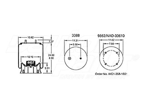 Dayton Parts 352-9985 Air Spring - Rolling Lobe