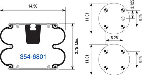 Dayton Parts 354-6801 Suspension - Convoluted Air Spring