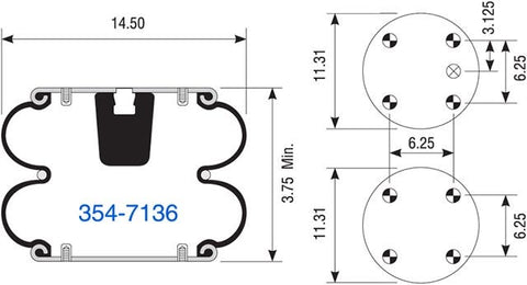Dayton Parts 354-7136 Suspension - Convoluted Air Spring