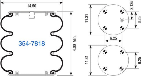 Dayton Parts 354-7808 Suspension - Convoluted Air Spring
