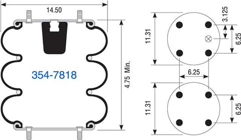 Dayton Parts 354-7818 Suspension - Convoluted Air Spring