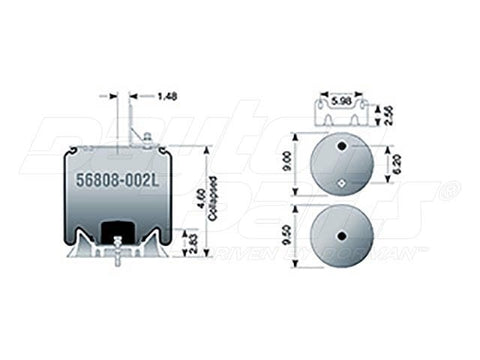 Dayton Parts 56808-002L Air Spring - Rolling Lobe