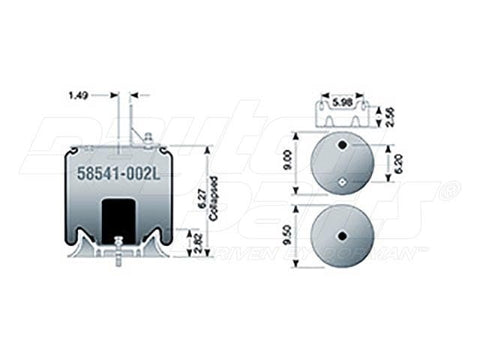 Dayton Parts 58541-002L Air Spring - Rolling Lobe