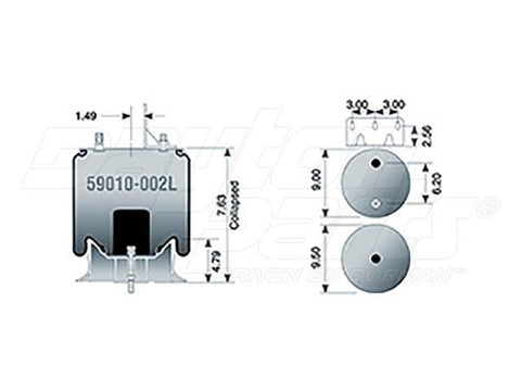 Dayton Parts 59010-002L Air Spring - Rolling Lobe