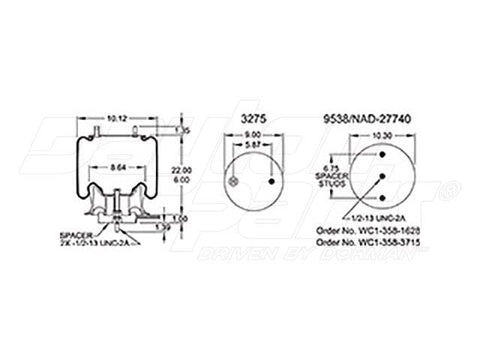 Dayton Parts 65032-002 Air Spring - Rolling Lobe