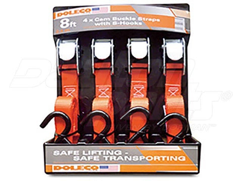 Dayton Parts DC38000004 Ratchet Strap Assembly With Vinyl S-Hooks - 1 In. X 8 Ft.