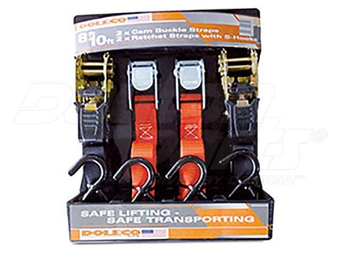 Dayton Parts DC38000006 Ratchet Strap Assembly With Vinyl S-Hooks - 1 In. X 8 Ft.