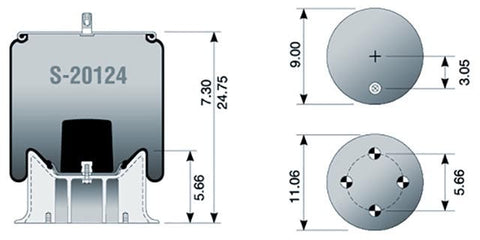Dayton Parts S-20124 Air Spring - Rolling Lobe