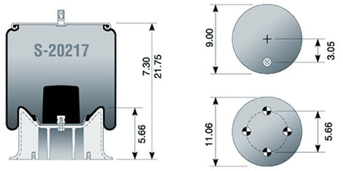 Dayton Parts S-20217 Air Spring - Rolling Lobe