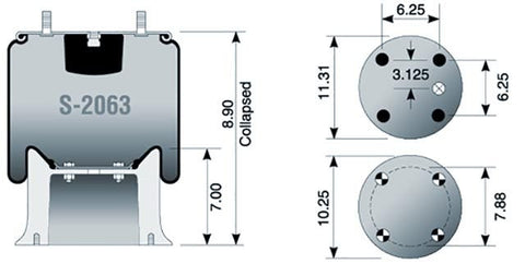 Dayton Parts S-2063 Air Spring - Rolling Lobe