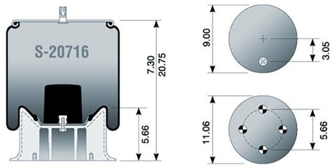 Dayton Parts S-20716 Air Spring - Rolling Lobe