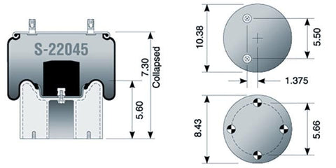 Dayton Parts S-22045 Air Spring - Rolling Lobe