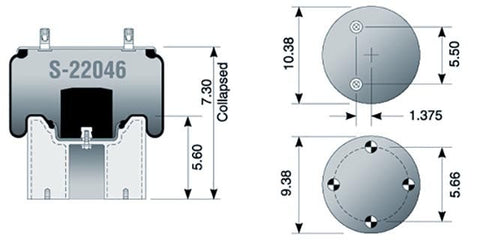 Dayton Parts S-22046 Air Spring - Rolling Lobe