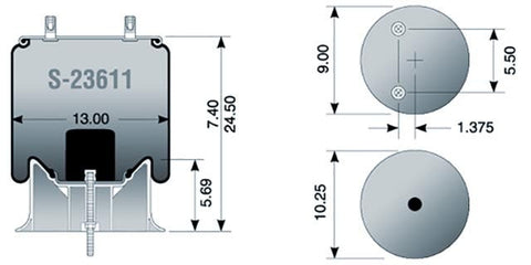 Dayton Parts S-23611 Air Spring - Rolling Lobe